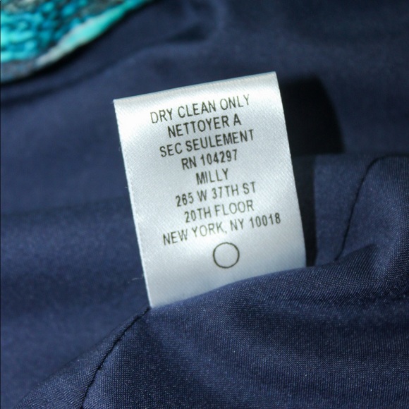 MILLY Green/Blue Geometric Sleeveless Peplum Sheath Dress - US 4 - Picture 12 of 13